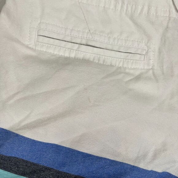 COLUMBIA PFG Shorts Womens Cotton Stripe Blue White Size 6‎ x 6" Casual Mid Rise - Picture 8 of 10